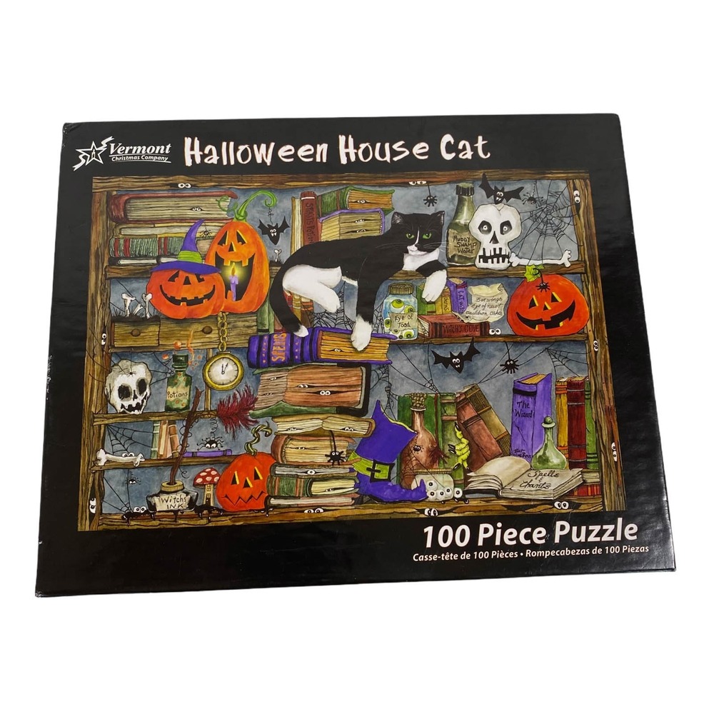 Vermont Christmas Company Halloween House Cat 100 Piece Jigsaw Puzzle P19035